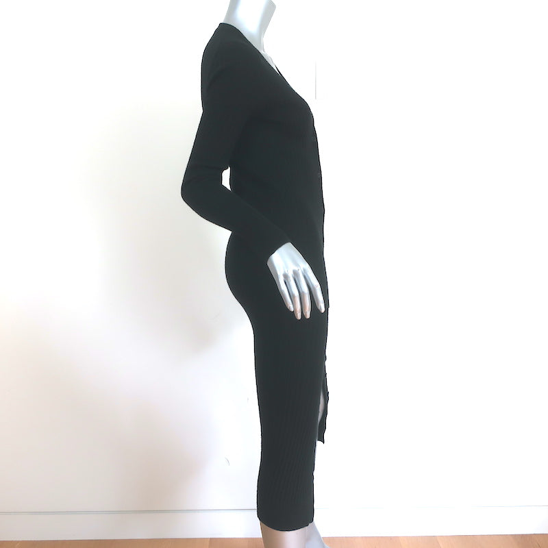 Vince Long Cashmere Cardigan Black Ribbed Knit Size Small V-Neck Duster Sweater