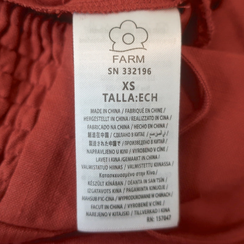 FARM Rio Petals Bodice Jumpsuit Red Linen Size Extra Small NEW