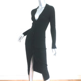 Vince Long Cashmere Cardigan Black Ribbed Knit Size Small V-Neck Duster Sweater