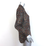 Saint Laurent Paisley Print Button Down Shirt Brown/Multi Crepe Size 40