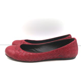 Bottega Veneta Intrecciato Leather Ballet Flats Red Size 38