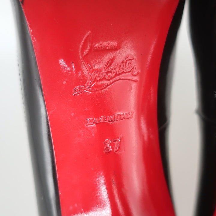 Christian Louboutin Pigalle 100 Pointed Toe Pumps Black Patent Leather Size 37