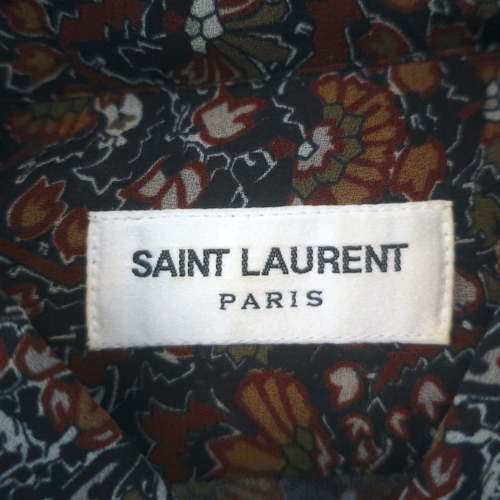 Saint Laurent Paisley Print Button Down Shirt Brown/Multi Crepe Size 40