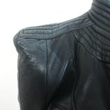 Balmain Multi-Pocket Leather Moto Jacket Black Quilted Leather Size 36