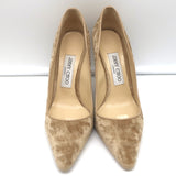 Jimmy Choo Romy 100 Crushed Velvet Pumps Nude Size 36 Pointed Toe Heels