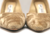 Jimmy Choo Romy 100 Crushed Velvet Pumps Nude Size 36 Pointed Toe Heels