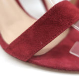 Gianvito Rossi Portofino 105 Ankle Strap Sandals Red Suede Size 37