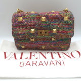 Valentino Roman Stud Rainbow Knit Chain Strap Shoulder Bag NEW