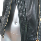 Balmain Multi-Pocket Leather Moto Jacket Black Quilted Leather Size 36