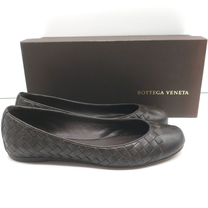 Bottega Veneta Intrecciato Leather Ballet Flats