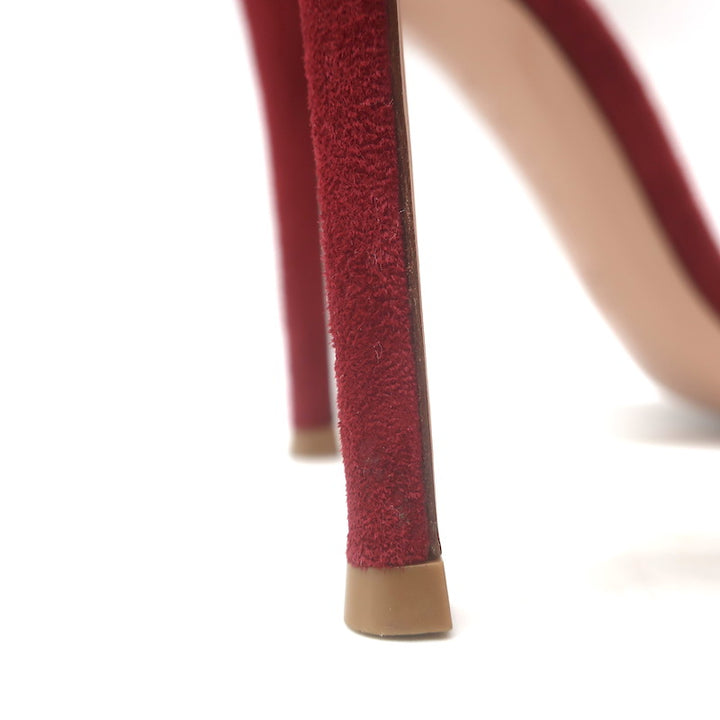 Gianvito Rossi Portofino 105 Ankle Strap Sandals Red Suede Size 37