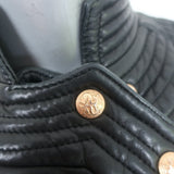 Balmain Multi-Pocket Leather Moto Jacket Black Quilted Leather Size 36
