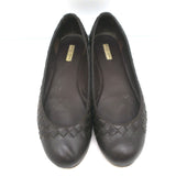 Bottega Veneta Intrecciato Leather Ballet Flats Dark Brown Size 38