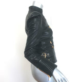 Balmain Multi-Pocket Leather Moto Jacket Black Quilted Leather Size 36