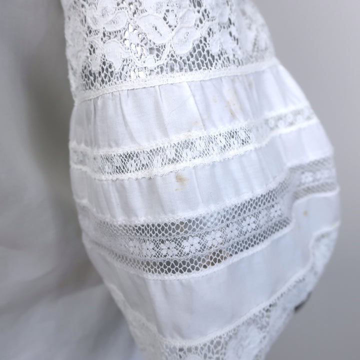 Roberto Cavalli Lace-Trimmed Bell Sleeve Shirt White Cotton Size 40