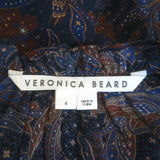 Veronica Beard Tiered Midi Dress Sabina Navy/Multi Paisley Print Chiffon Size 4