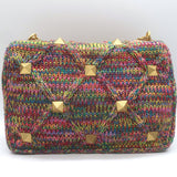 Valentino Roman Stud Rainbow Knit Chain Strap Shoulder Bag NEW