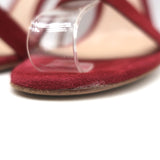 Gianvito Rossi Portofino 105 Ankle Strap Sandals Red Suede Size 37