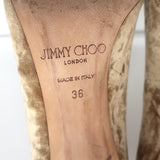 Jimmy Choo Romy 100 Crushed Velvet Pumps Nude Size 36 Pointed Toe Heels