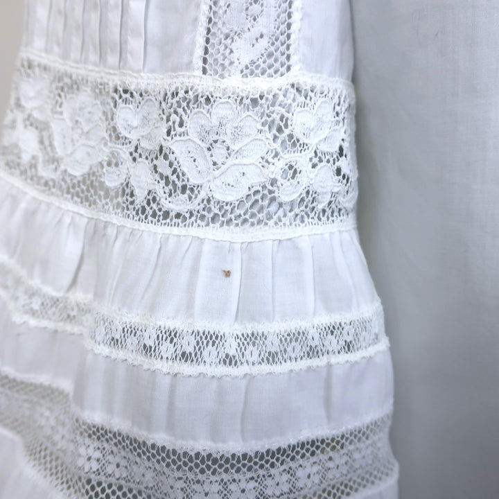Roberto Cavalli Lace-Trimmed Bell Sleeve Shirt White Cotton Size 40