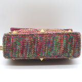Valentino Roman Stud Rainbow Knit Chain Strap Shoulder Bag NEW