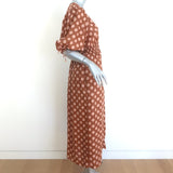 Zimmermann Primrose Puff Sleeve Midi Dress Brown/Pink Polka Dot Linen Size 1