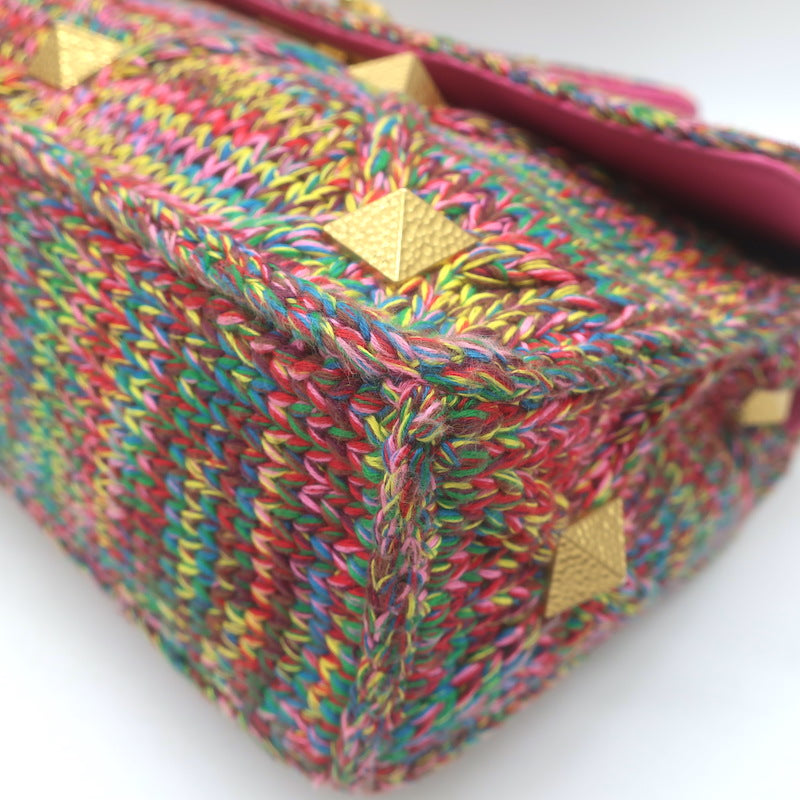Valentino Roman Stud Rainbow Knit Chain Strap Shoulder Bag NEW
