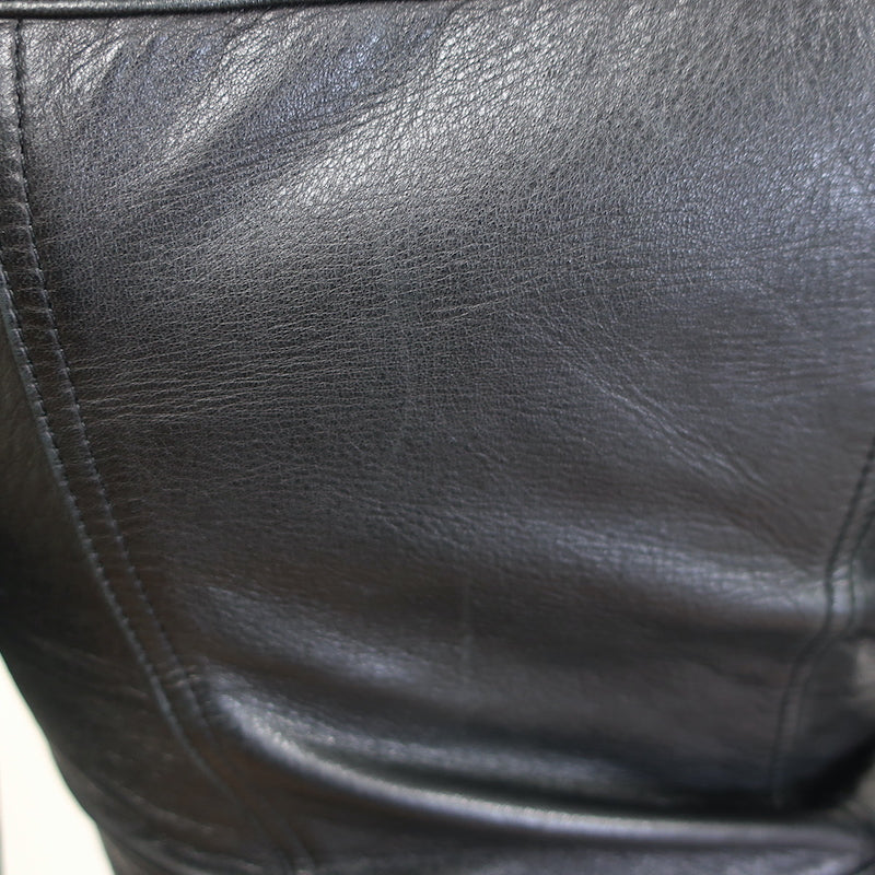 Balmain Multi-Pocket Leather Moto Jacket Black Quilted Leather Size 36