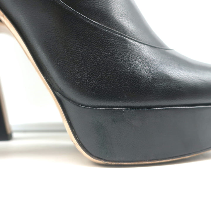 Miu Miu Platform Ankle Boots Black Leather Size 36.5