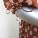 Zimmermann Primrose Puff Sleeve Midi Dress Brown/Pink Polka Dot Linen Size 1