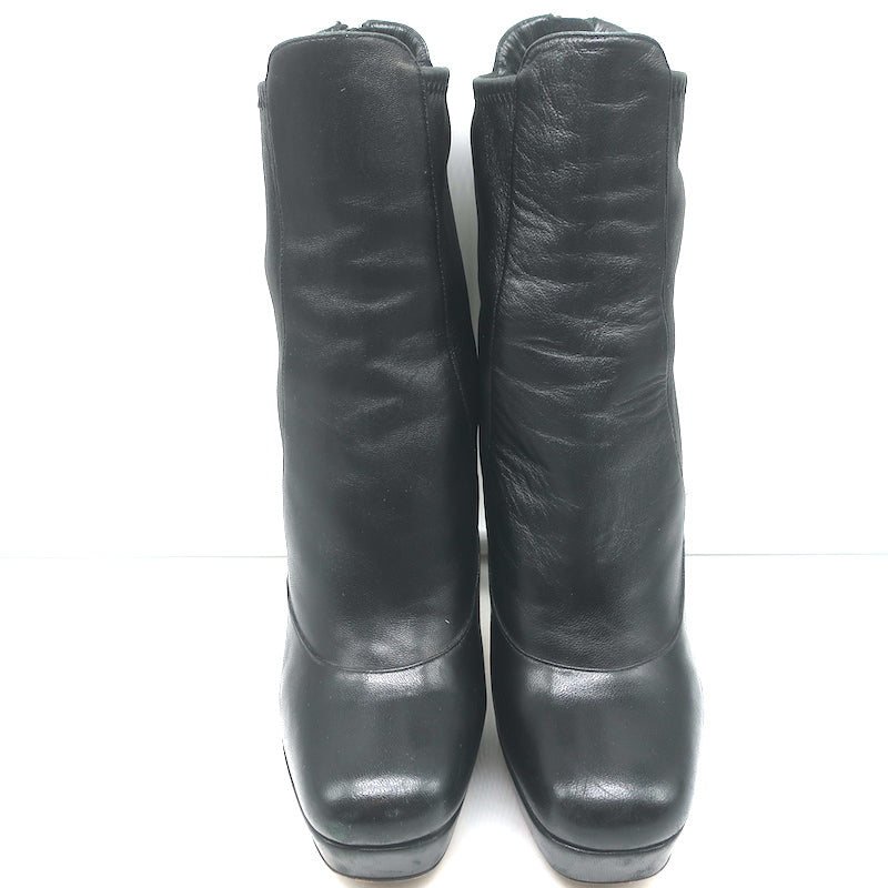 Miu Miu Platform Ankle Boots Black Leather Size 36.5