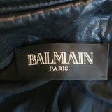 Balmain Multi-Pocket Leather Moto Jacket Black Quilted Leather Size 36