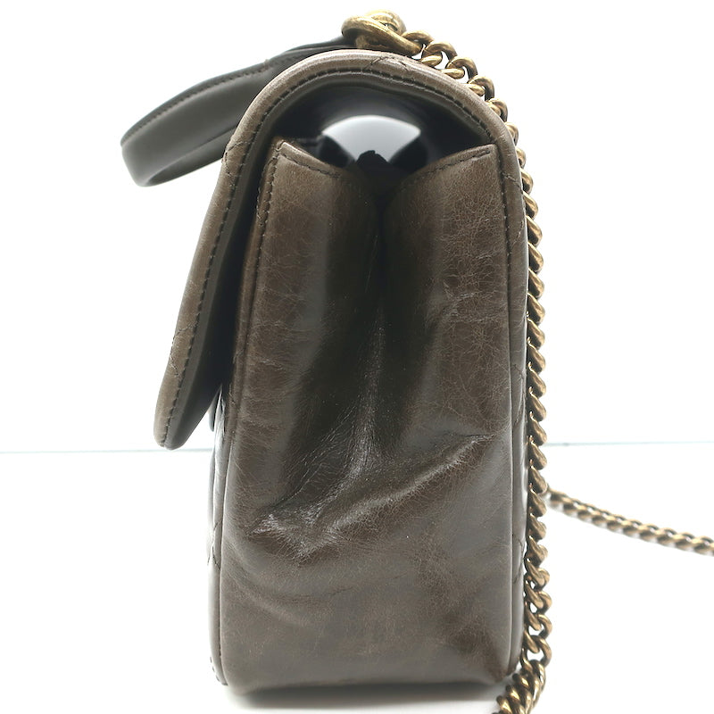 Chanel 2017 Gold Bar Top Handle Bag Dark Brown Quilted Leather Crossbody