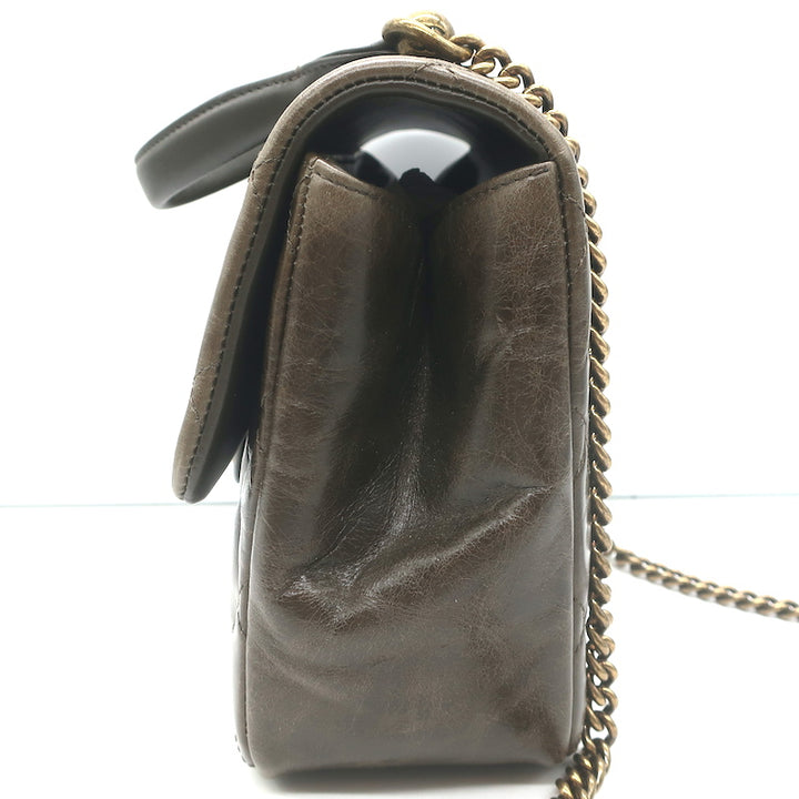 Chanel 2017 Gold Bar Top Handle Bag Dark Brown Quilted Leather Crossbody
