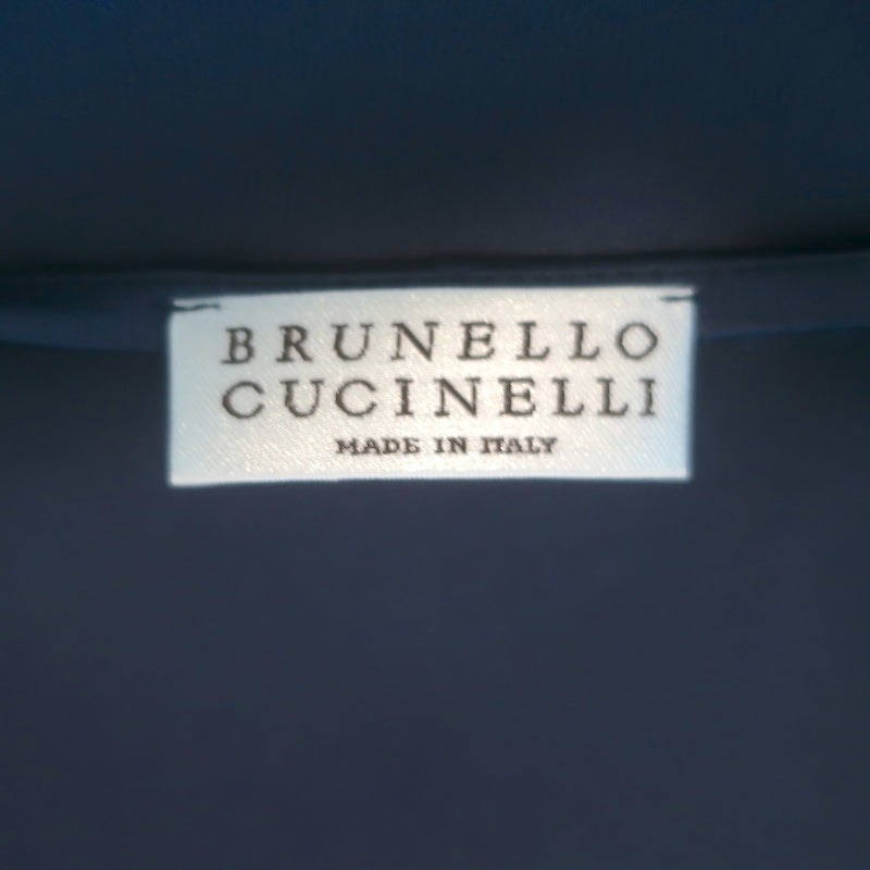 Brunello Cucinelli Stretch Silk Satin Tank Top Navy Size Medium V-Neck Blouse