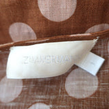 Zimmermann Primrose Puff Sleeve Midi Dress Brown/Pink Polka Dot Linen Size 1