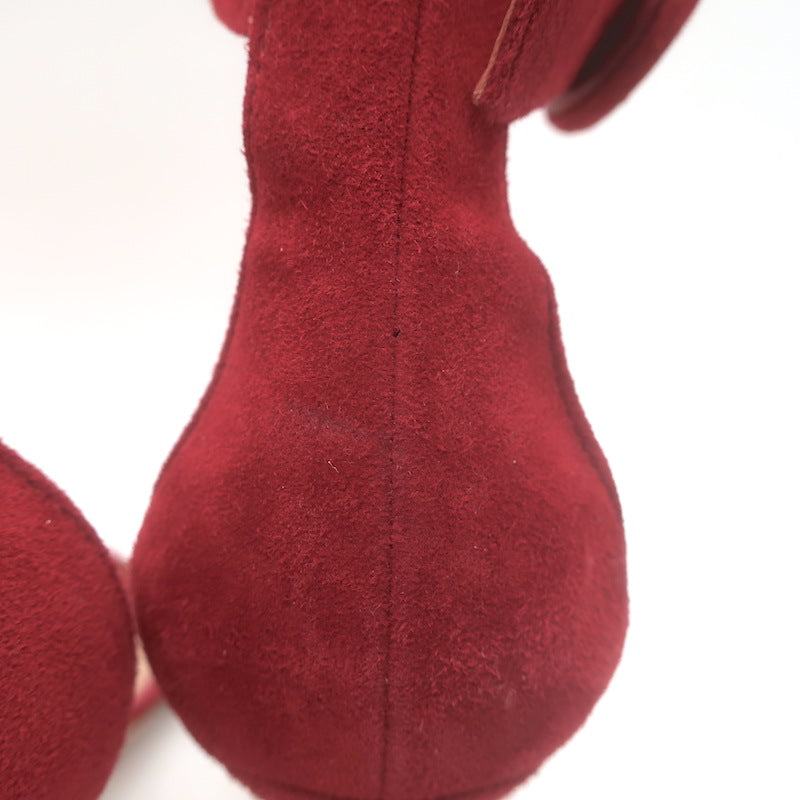Gianvito Rossi Portofino 105 Ankle Strap Sandals Red Suede Size 37