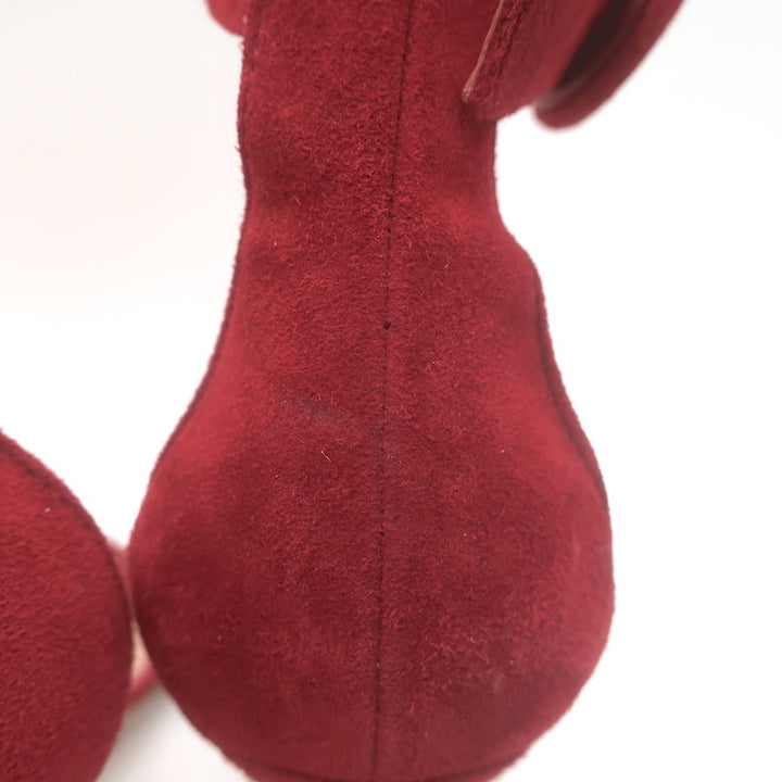 Gianvito Rossi Portofino 105 Ankle Strap Sandals Red Suede Size 37