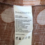Zimmermann Primrose Puff Sleeve Midi Dress Brown/Pink Polka Dot Linen Size 1