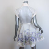Zimmermann Natura Flip Belted Mini Dress Cream Floral Print Organza Size 0P
