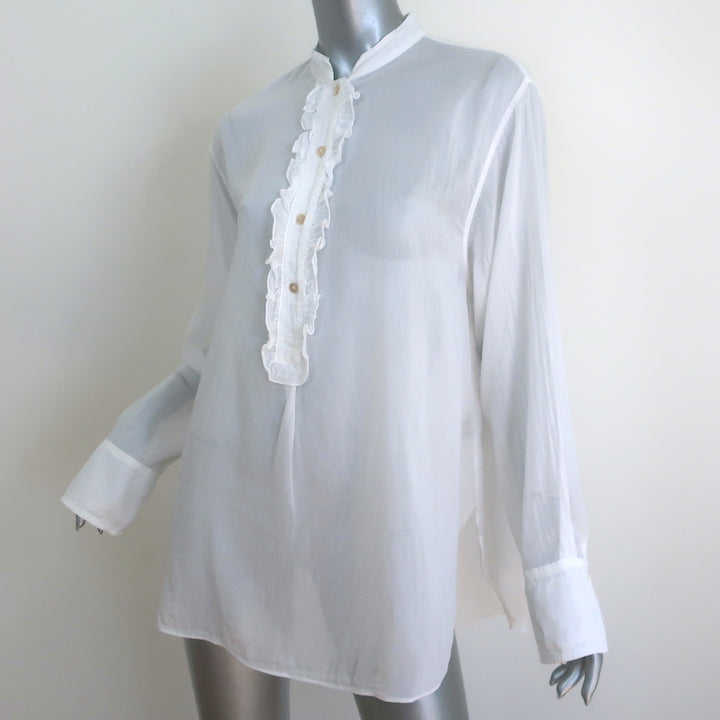 Forte Forte Ruffle Shirt White Cotton-Silk Size 1 Long Sleeve Top