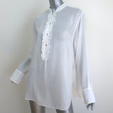 Forte Forte Ruffle Shirt White Cotton-Silk Size 1 Long Sleeve Top