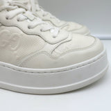 Gucci GG Embossed Low Top Sneakers White Leather Size 38.5