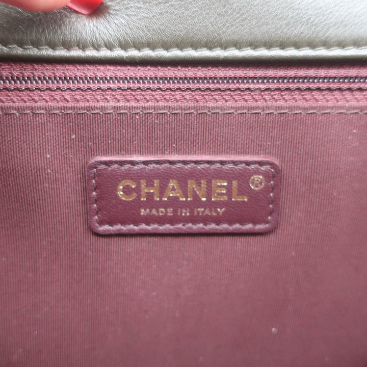 Chanel 2017 Gold Bar Top Handle Bag Dark Brown Quilted Leather Crossbody