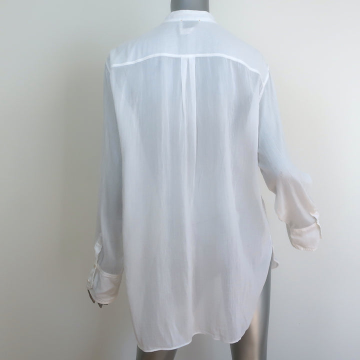 Forte Forte Ruffle Shirt White Cotton-Silk Size 1 Long Sleeve Top