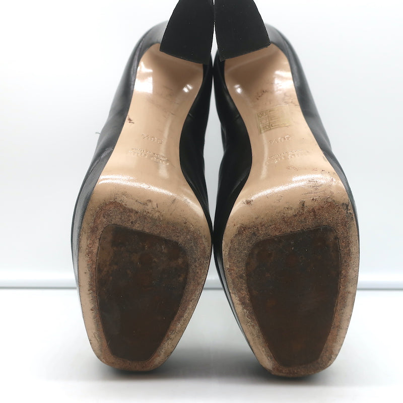 Miu Miu Platform Ankle Boots Black Leather Size 36.5