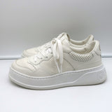 Gucci GG Embossed Low Top Sneakers White Leather Size 38.5