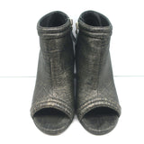 Chanel 16S Quilted Wedge Booties Black/Gold Size 36 Open Toe Ankle Boots