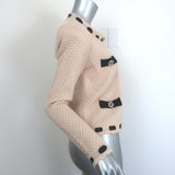 L'Agence Astor Contrast-Trim Cardigan Beige Cotton-Wool Size Extra Small NEW