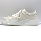 Gucci GG Embossed Low Top Sneakers White Leather Size 38.5